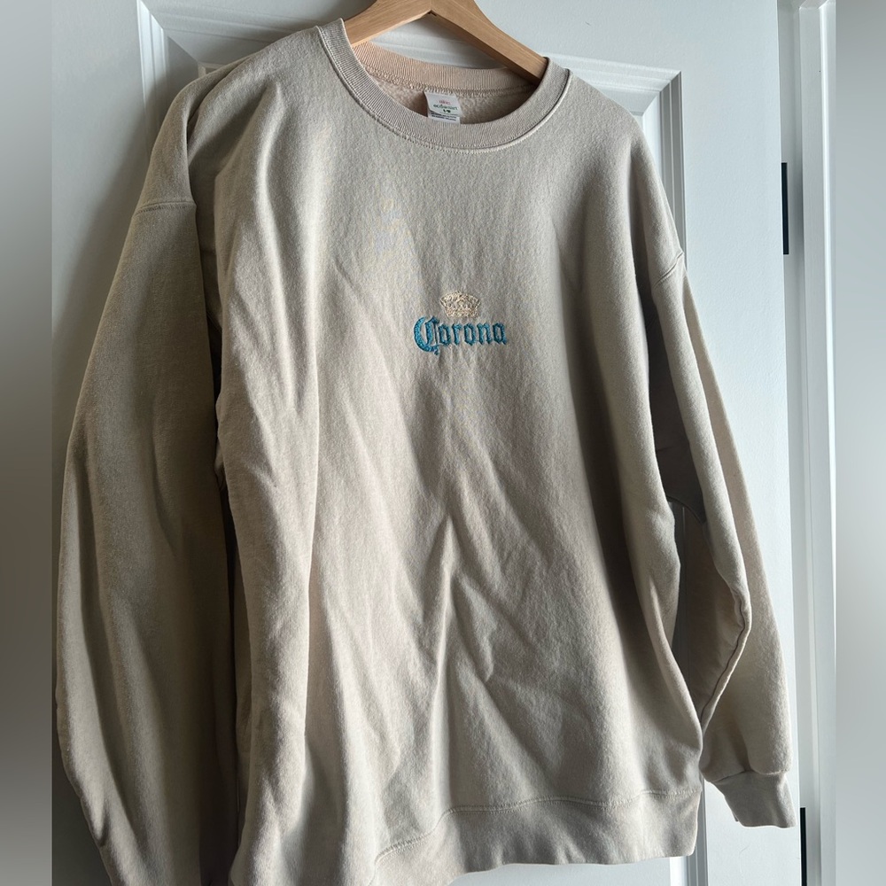 Hanes Cream Crewneck Sweater Comfortable Cotton Blend